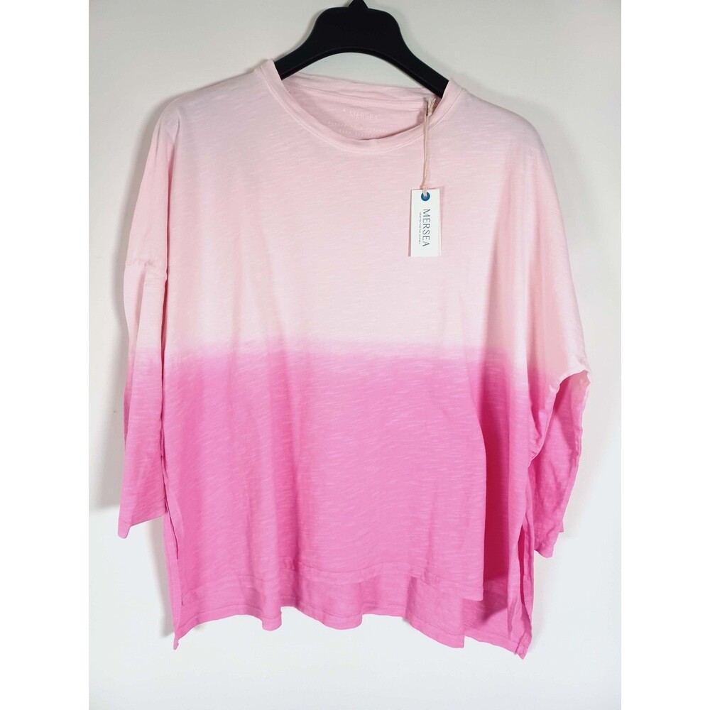 Mersea Catalina Ombre Tee OS Petite Oversized Cotton Slub Lagenlook Boxy Coastal